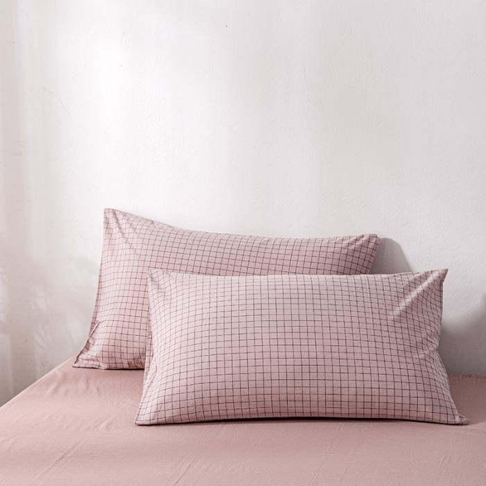 91家纺网 家纺一手货源 找家纺 久典2022新款A类色织全棉水洗棉四件套（单品有售）京都粉格