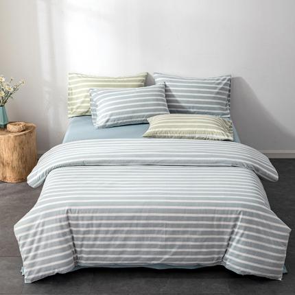 久典 2022新款A类色织全棉水洗棉四件套（单品有售）兰粗条