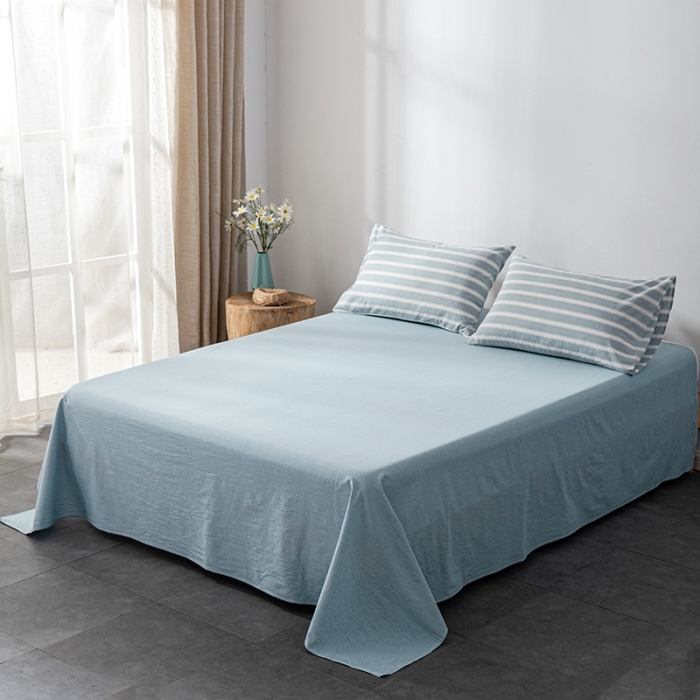 91家纺网 家纺一手货源 找家纺 久典 2022新款A类色织全棉水洗棉四件套（单品有售）兰粗条