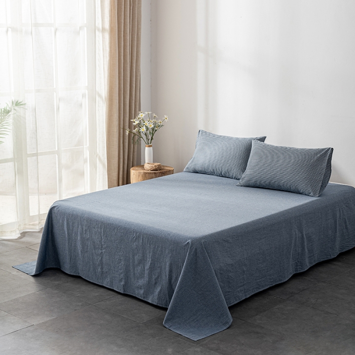 91家纺网 家纺一手货源 找家纺 久典 2022新款A类色织全棉水洗棉四件套（单品有售）兰细条