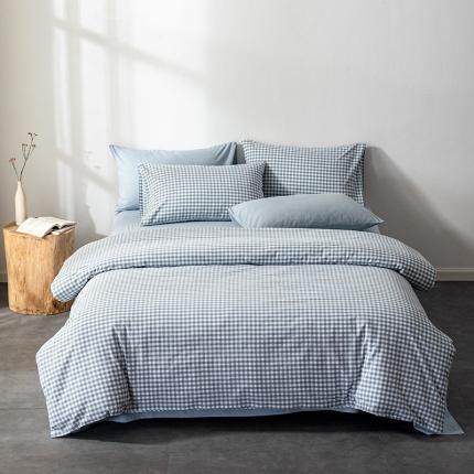 久典 2022新款A类色织全棉水洗棉四件套（单品有售）兰小格