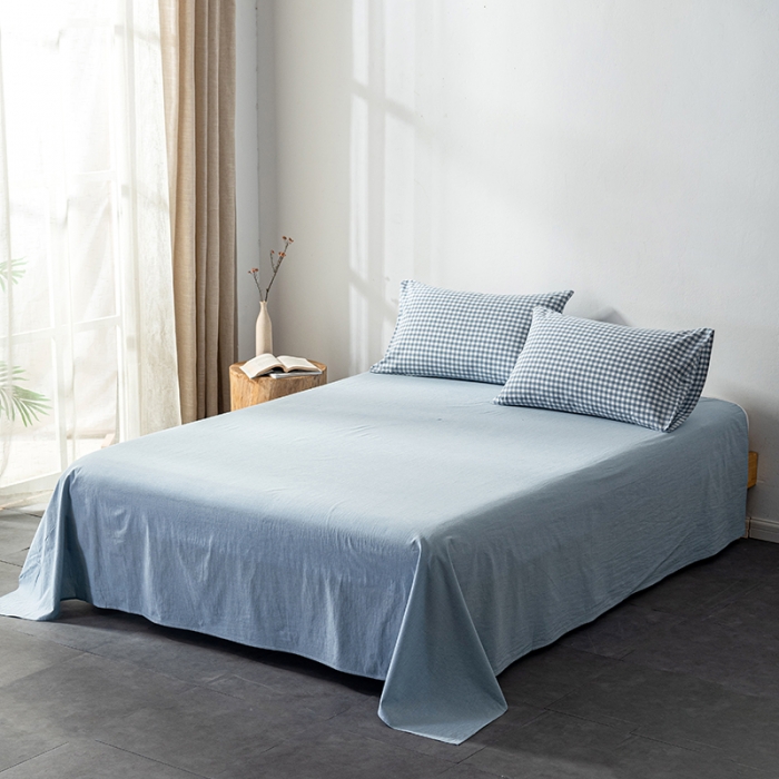 91家纺网 家纺一手货源 找家纺 久典 2022新款A类色织全棉水洗棉四件套（单品有售）兰小格