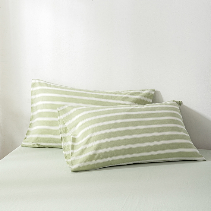 91家纺网 家纺一手货源 找家纺 久典 2022新款A类色织全棉水洗棉四件套（单品有售）绿粗条