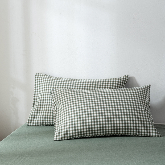 91家纺网 家纺一手货源 找家纺 久典 2022新款A类色织全棉水洗棉四件套（单品有售）绿小格