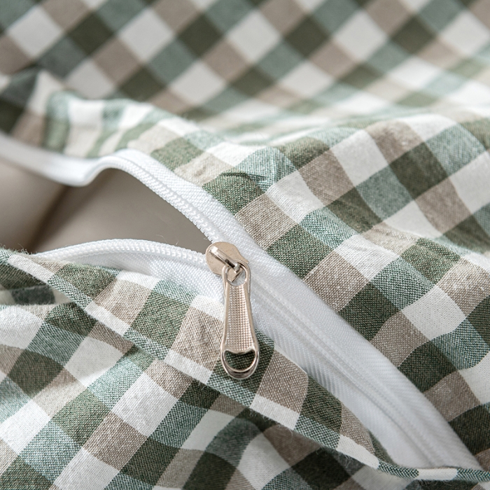 91家纺网 家纺一手货源 找家纺 久典 2022新款A类色织全棉水洗棉四件套（单品有售）绿小格