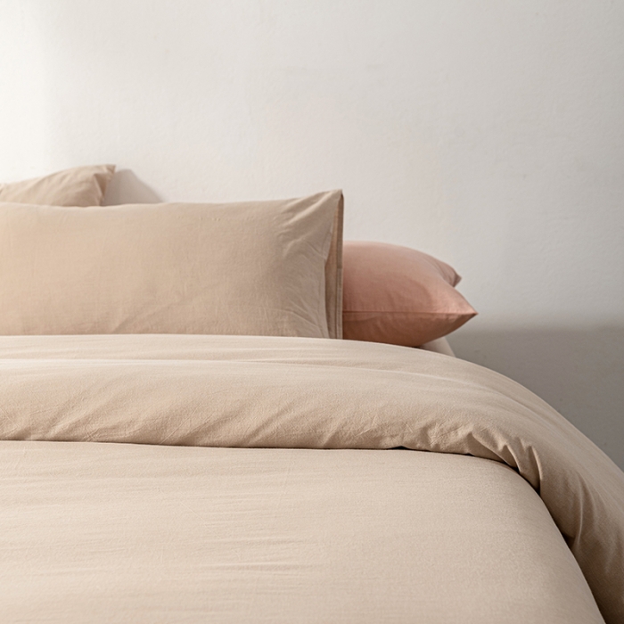 91家纺网 家纺一手货源 找家纺 久典 2022新款A类色织全棉水洗棉四件套（单品有售） 米驼