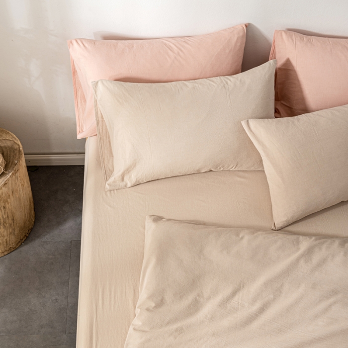 91家纺网 家纺一手货源 找家纺 久典 2022新款A类色织全棉水洗棉四件套（单品有售） 米驼