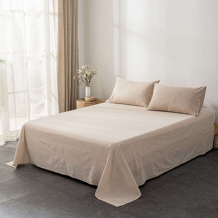 91家纺网 家纺一手货源 找家纺 久典 2022新款A类色织全棉水洗棉四件套（单品有售） 米驼