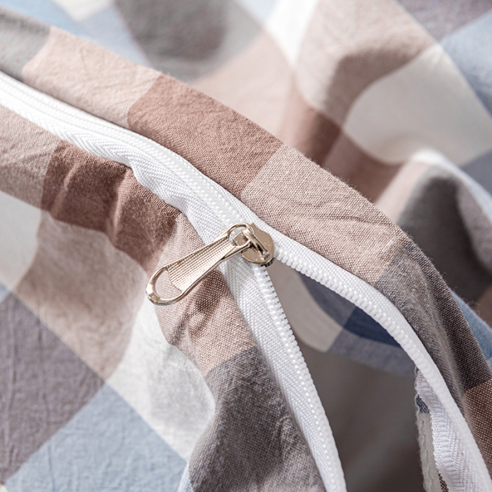 91家纺网 家纺一手货源 找家纺 久典 2022新款A类色织全棉水洗棉四件套（单品有售）中格蓝