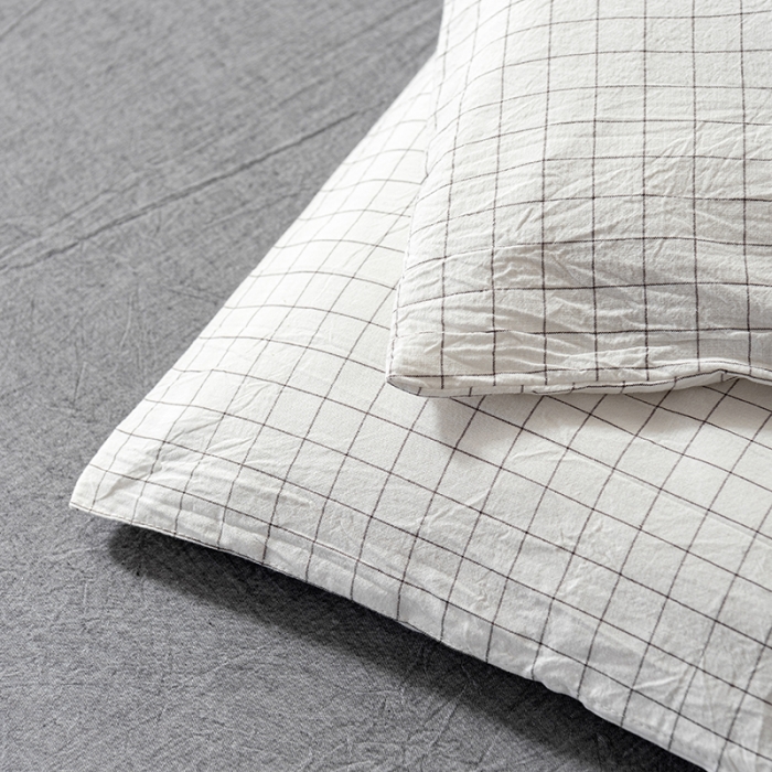 91家纺网 家纺一手货源 找家纺 久典 2022新款A类色织全棉水洗棉四件套（单品有售）小白格