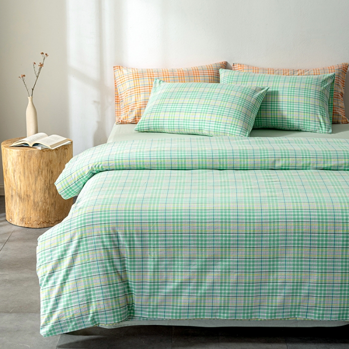 91家纺网 家纺一手货源 找家纺 久典 2022新款A类色织全棉水洗棉四件套（单品有售）夏日绿