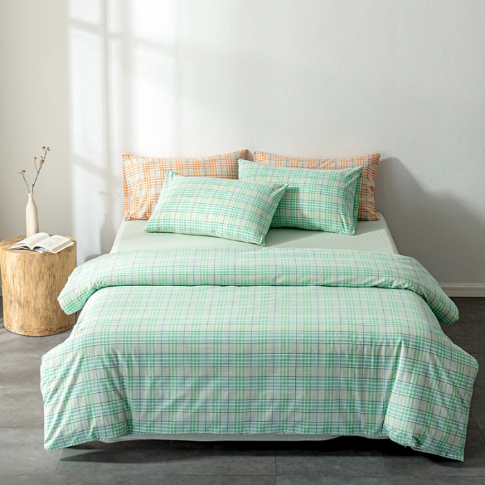 91家纺网 家纺一手货源 找家纺 久典 2022新款A类色织全棉水洗棉四件套（单品有售）夏日绿