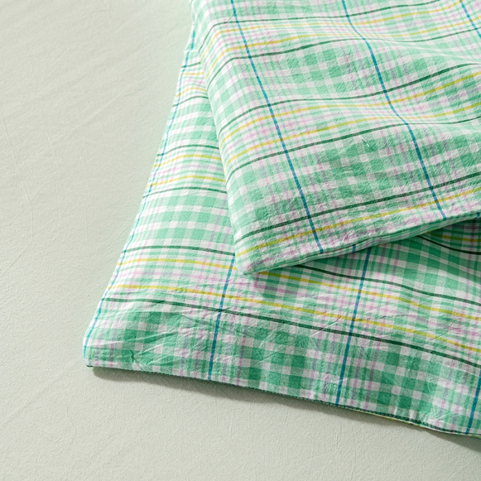 91家纺网 家纺一手货源 找家纺 久典 2022新款A类色织全棉水洗棉四件套（单品有售）夏日绿