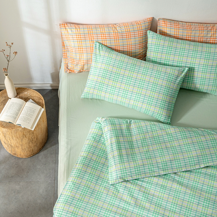 91家纺网 家纺一手货源 找家纺 久典 2022新款A类色织全棉水洗棉四件套（单品有售）夏日绿