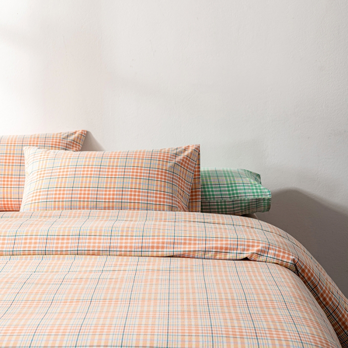 91家纺网 家纺一手货源 找家纺 久典 2022新款A类色织全棉水洗棉四件套（单品有售）夏日桔