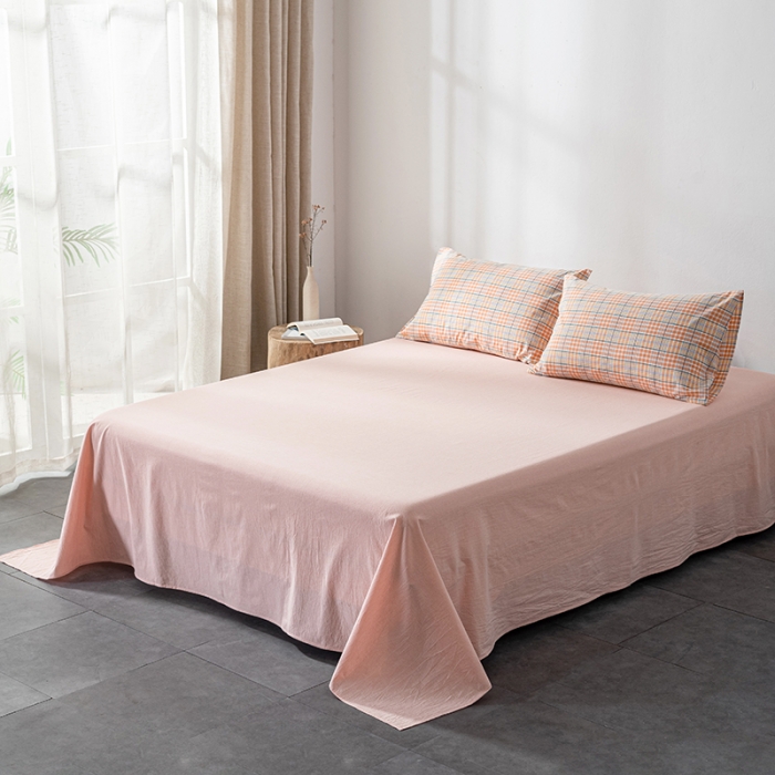 91家纺网 家纺一手货源 找家纺 久典 2022新款A类色织全棉水洗棉四件套（单品有售）夏日桔