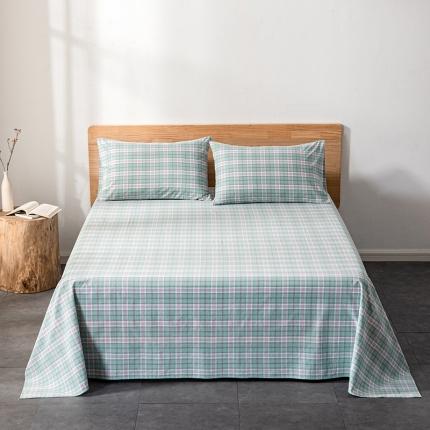 91家纺网 家纺一手货源 找家纺 久典 2022新款色织全棉水洗棉单品床单 青柠格