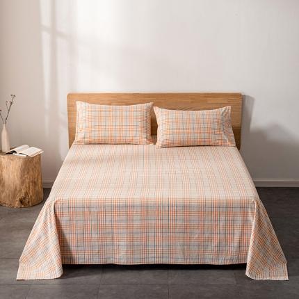 91家纺网 家纺一手货源 找家纺 久典 2022新款色织全棉水洗棉单品床单 夏日桔