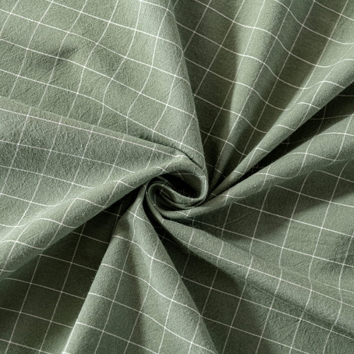 91家纺网 家纺一手货源 找家纺 久典 2022新款色织全棉水洗棉单品床单 浓绿格