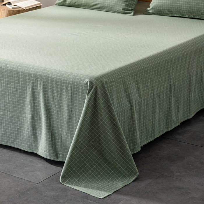 91家纺网 家纺一手货源 找家纺 久典 2022新款色织全棉水洗棉单品床单 浓绿格