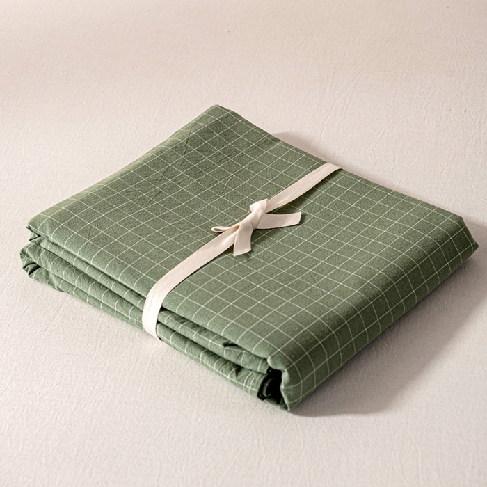 91家纺网 家纺一手货源 找家纺 久典 2022新款色织全棉水洗棉单品床单 浓绿格