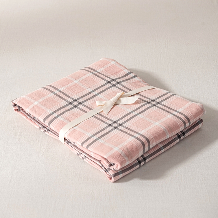 91家纺网 家纺一手货源 找家纺 久典 2022新款色织全棉水洗棉单品床单 暖阳粉