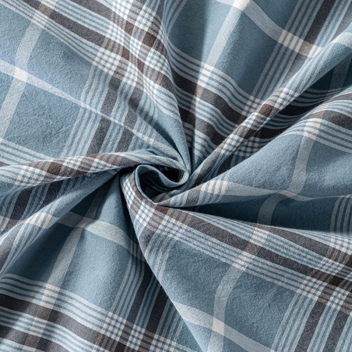 91家纺网 家纺一手货源 找家纺 久典 2022新款色织全棉水洗棉单品床单 暖阳蓝