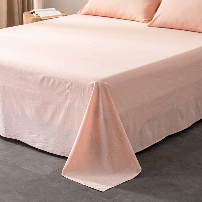 91家纺网 家纺一手货源 找家纺 久典 2022新款色织全棉水洗棉单品床单 浅粉