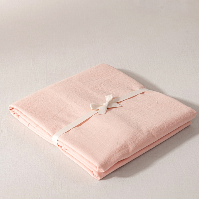 91家纺网 家纺一手货源 找家纺 久典 2022新款色织全棉水洗棉单品床单 浅粉