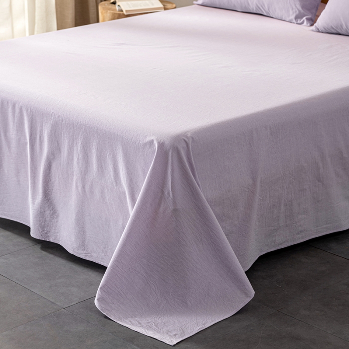 91家纺网 家纺一手货源 找家纺 久典 2022新款色织全棉水洗棉单品床单 浅紫