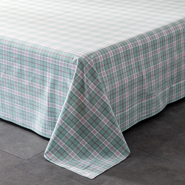 91家纺网 家纺一手货源 找家纺 久典 2022新款色织全棉水洗棉单品床单 青柠格