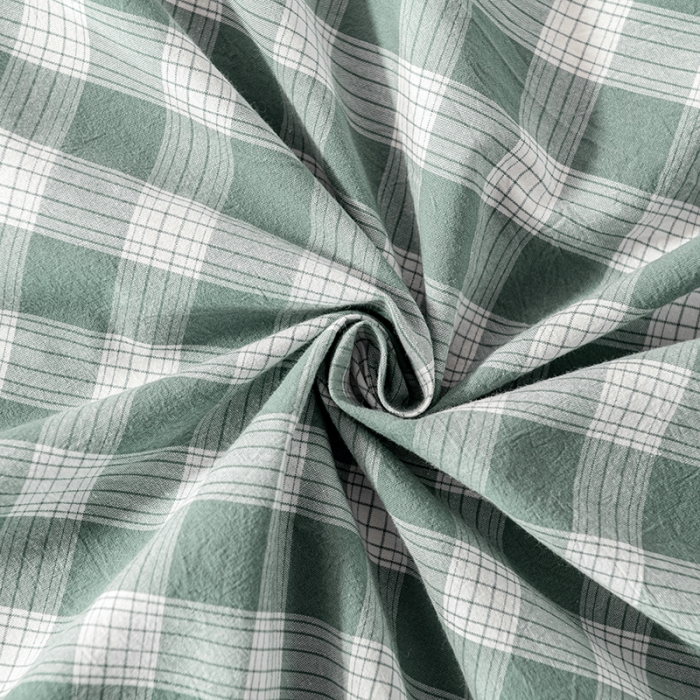 91家纺网 家纺一手货源 找家纺 久典 2022新款色织全棉水洗棉单品床单 清雅绿