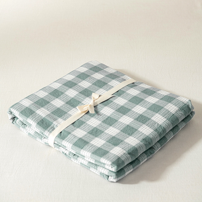 91家纺网 家纺一手货源 找家纺 久典 2022新款色织全棉水洗棉单品床单 清雅绿