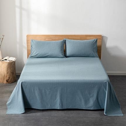 久典 2022新款色织全棉水洗棉单品床单 雾兰格