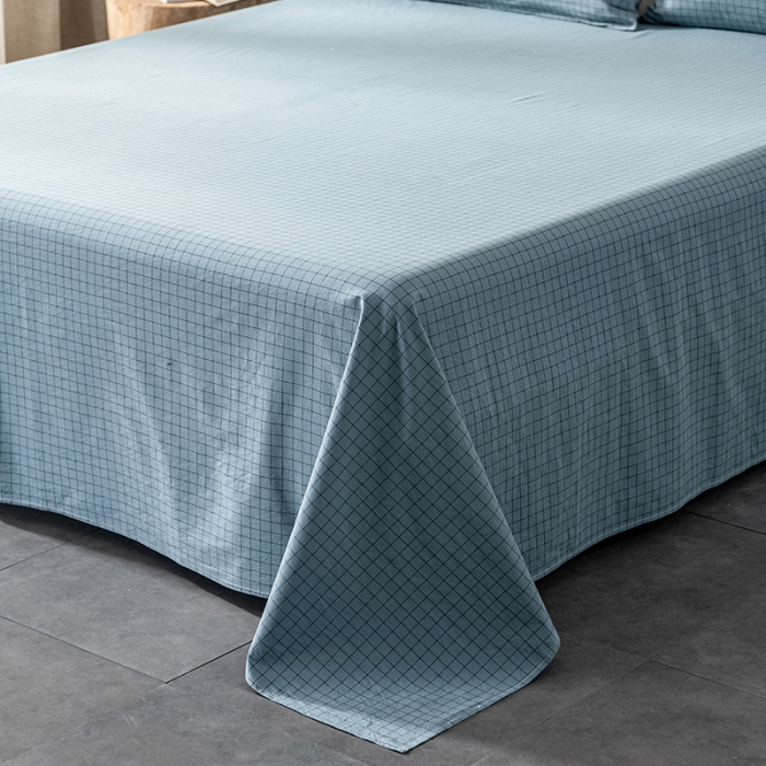 91家纺网 家纺一手货源 找家纺 久典 2022新款色织全棉水洗棉单品床单 雾兰格