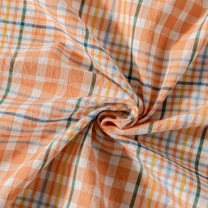 91家纺网 家纺一手货源 找家纺 久典 2022新款色织全棉水洗棉单品床单 夏日桔