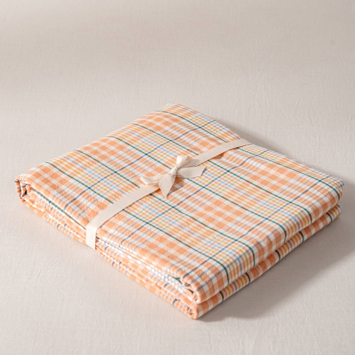 91家纺网 家纺一手货源 找家纺 久典 2022新款色织全棉水洗棉单品床单 夏日桔