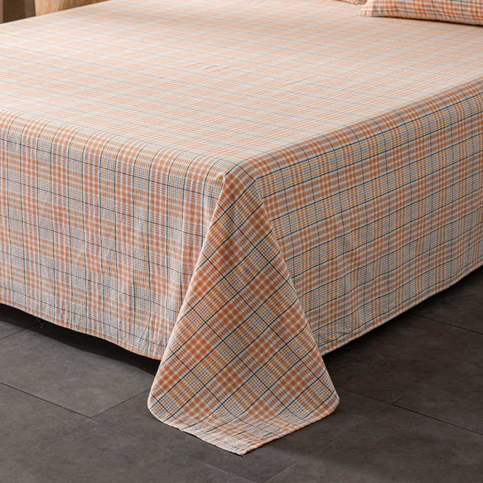 91家纺网 家纺一手货源 找家纺 久典 2022新款色织全棉水洗棉单品床单 夏日桔