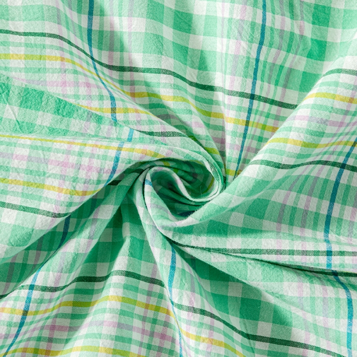 91家纺网 家纺一手货源 找家纺 久典 2022新款色织全棉水洗棉单品床单 夏日绿