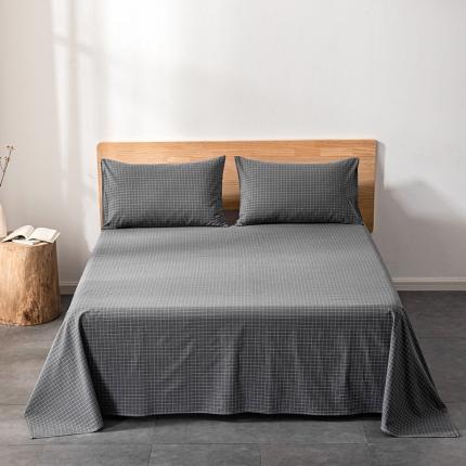久典 2022新款色织全棉水洗棉单品床单 小灰格