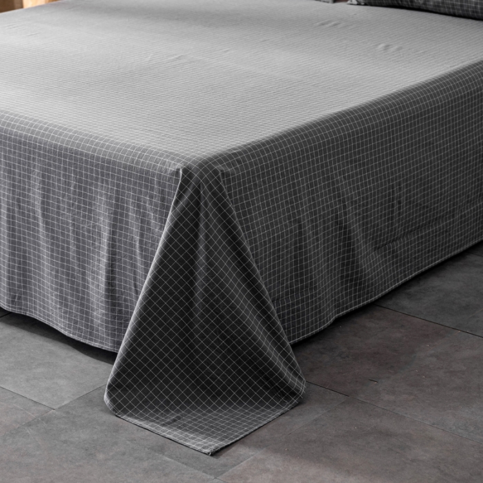 91家纺网 家纺一手货源 找家纺 久典 2022新款色织全棉水洗棉单品床单 小灰格