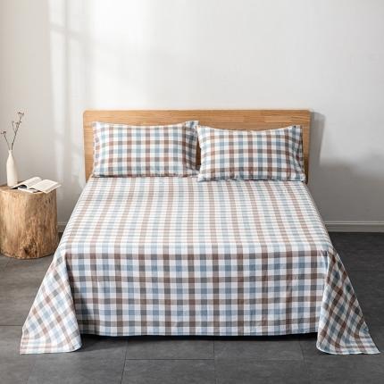 久典 2022新款色织全棉水洗棉单品床单 中格兰