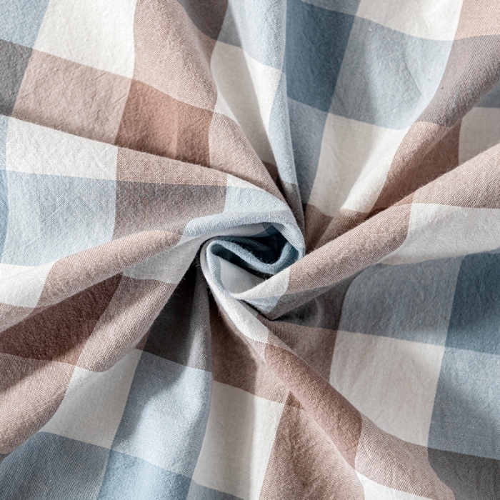 91家纺网 家纺一手货源 找家纺 久典 2022新款色织全棉水洗棉单品床单 中格兰