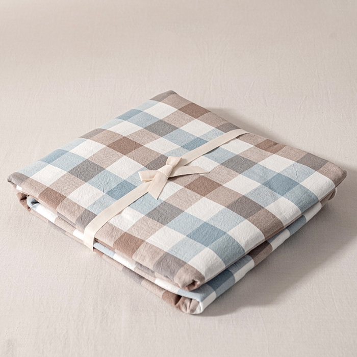 91家纺网 家纺一手货源 找家纺 久典 2022新款色织全棉水洗棉单品床单 中格兰