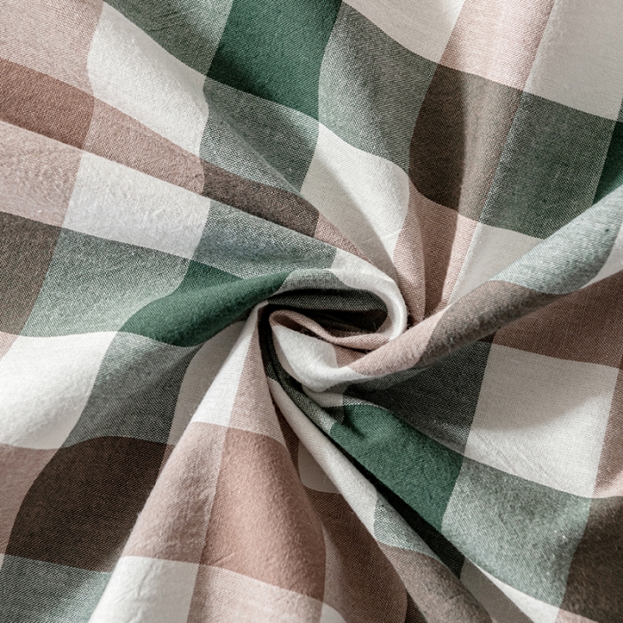 91家纺网 家纺一手货源 找家纺 久典 2022新款色织全棉水洗棉单品床单 中格绿