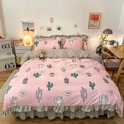 91家纺网 家纺一手货源 找家纺 （总）维娜斯 2021新款植物羊绒磨毛韩版花边四件套