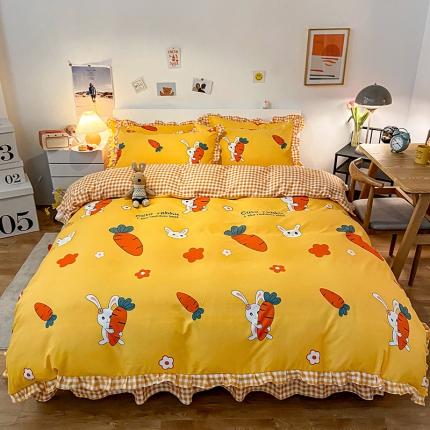 91家纺网 家纺一手货源 找家纺 （总）维娜斯 2021新款植物羊绒磨毛韩版花边四件套