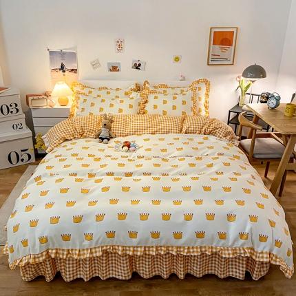 91家纺网 家纺一手货源 找家纺 （总）维娜斯 2021新款植物羊绒磨毛韩版花边四件套