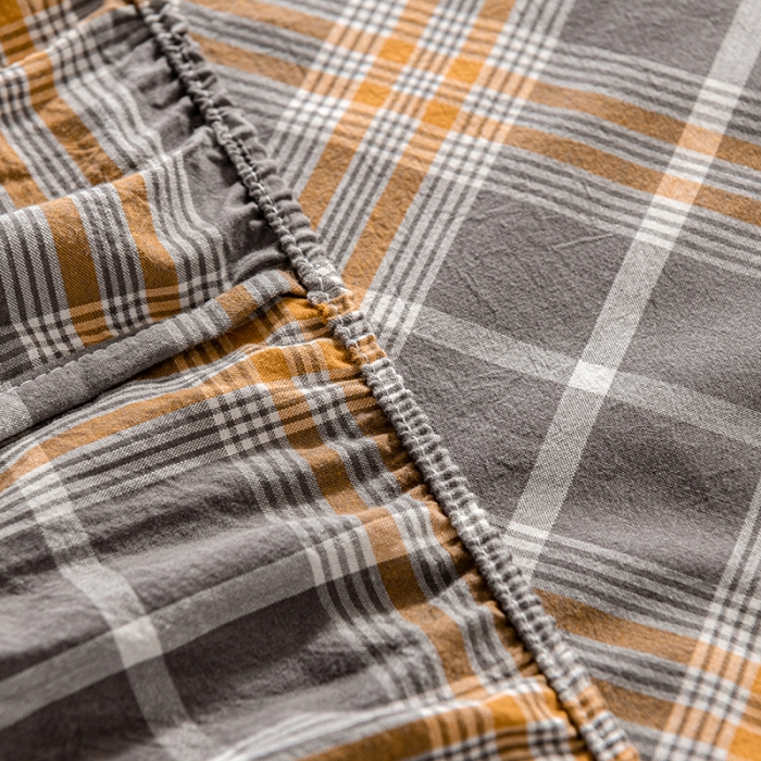 91家纺网 家纺一手货源 找家纺 久典 2022新款色织全棉水洗棉单品床笠 暖阳灰