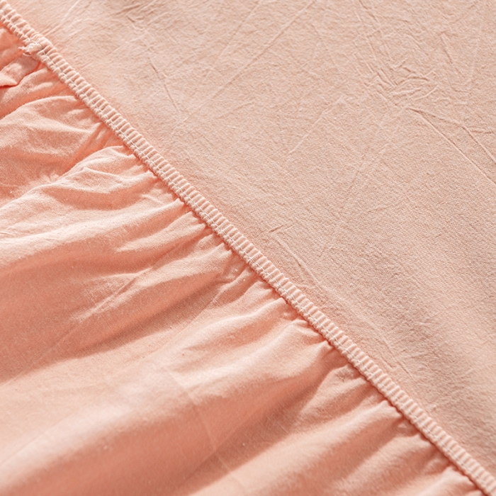 91家纺网 家纺一手货源 找家纺 久典 2022新款色织全棉水洗棉单品床笠 浅粉